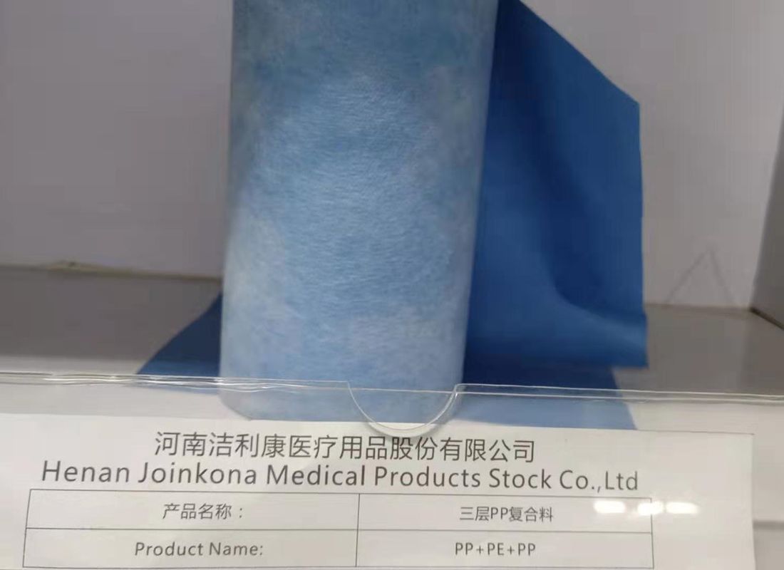 Flexible Medical Non Woven Fabric Blue PE Film 15gsm White SPP Water Resistance